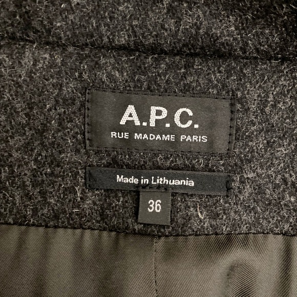 NWT A.P.C Bakerstreet Wool Belted Jacket Coat Dark Gray Size S - Picture 16 of 16